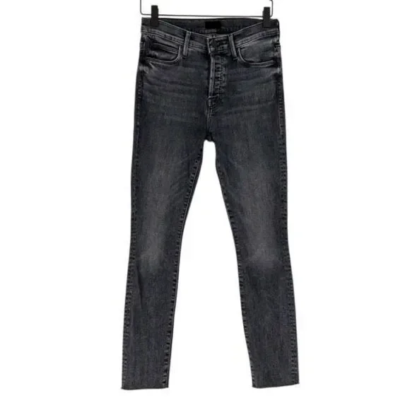Mother Black Button Fly The Stunner Ankle Fray Jeans Friday The 13th Size 25